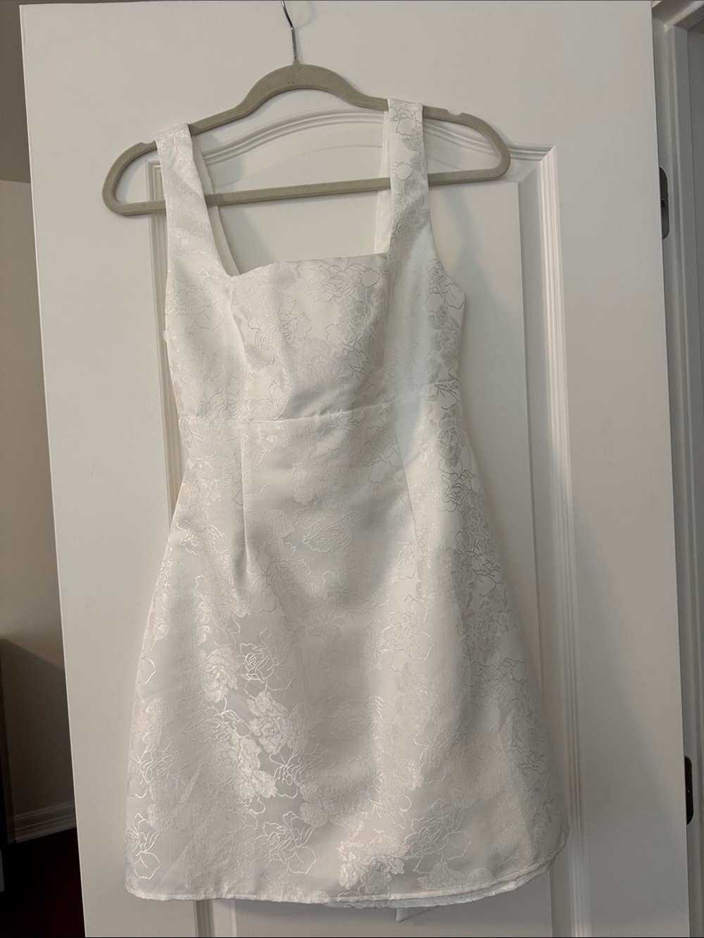 Lulu's White Floral Cutout Tie-Front Dress